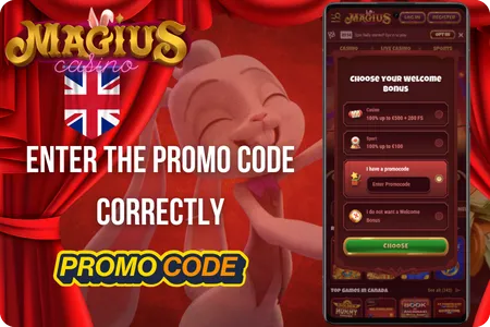 Magius casino Enter the promo code correctly