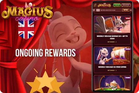 Magius casino Ongoing rewards after first top up