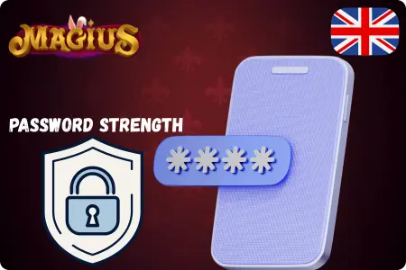 Magius password strength with shield and phone