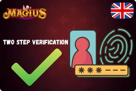 Magius two-step verification with checkmark and icons